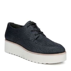 Vince Zina Raffia Platform Sneaker Oxford Shoes Navy 7.5